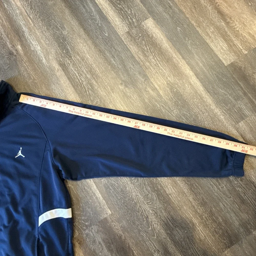 Jordan Full Zip Jacket Men's Medium Blue White Fleece Lined Elastic Waist